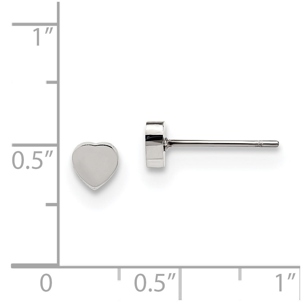 Stainless Steel Polished Heart Post Earrings