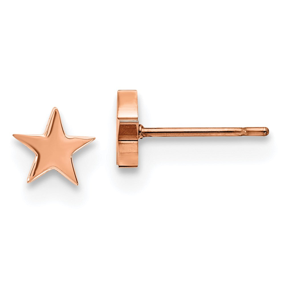 Stainless Steel Polished Rose IP-plated Star Post Earrings