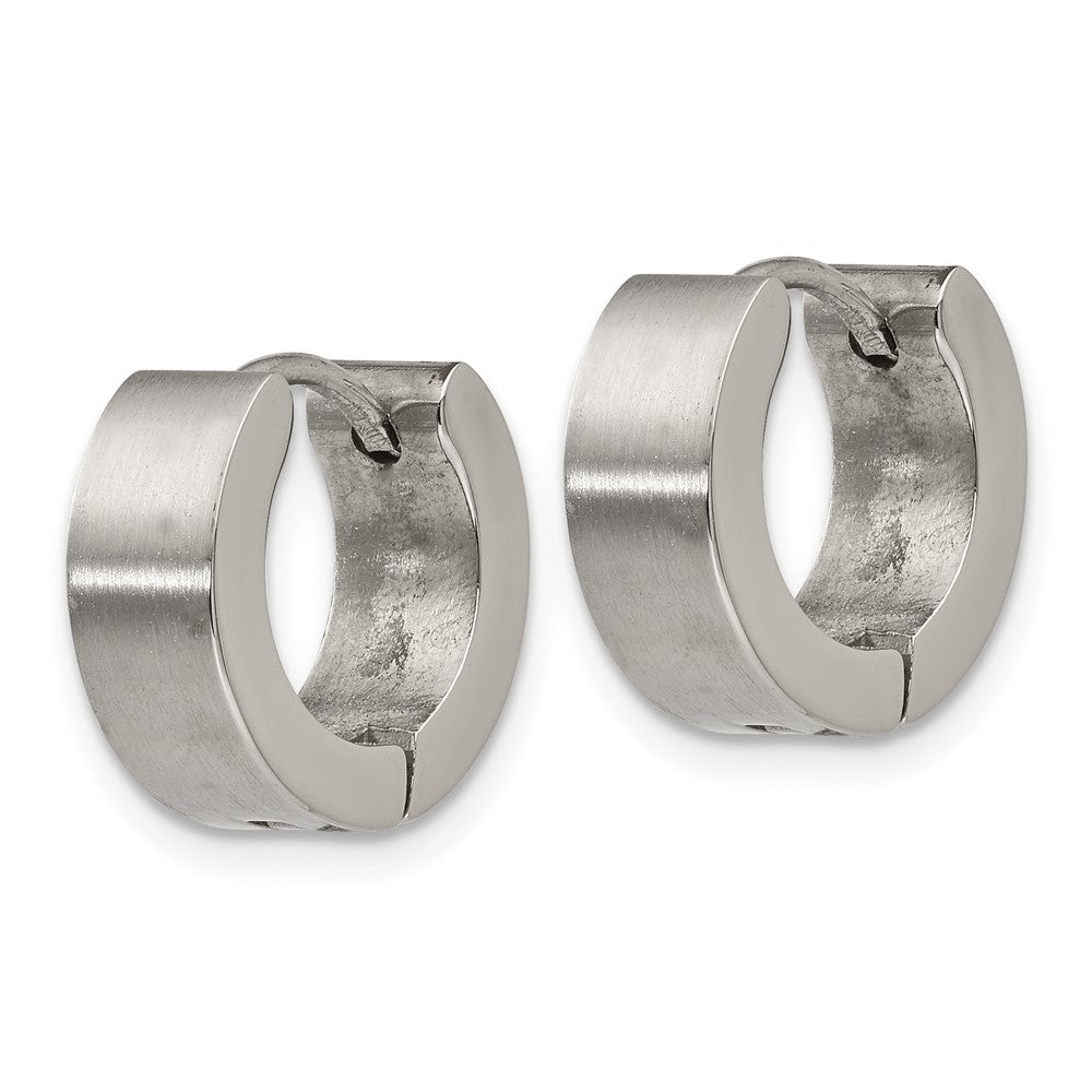 Stainless Steel Brushed and Polished 5mn Hinged Hoop Earrings