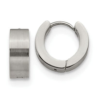 Stainless Steel Brushed and Polished 5mn Hinged Hoop Earrings