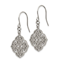 Stainless Steel Polished Laser Cut Shepherd Hook Earrings