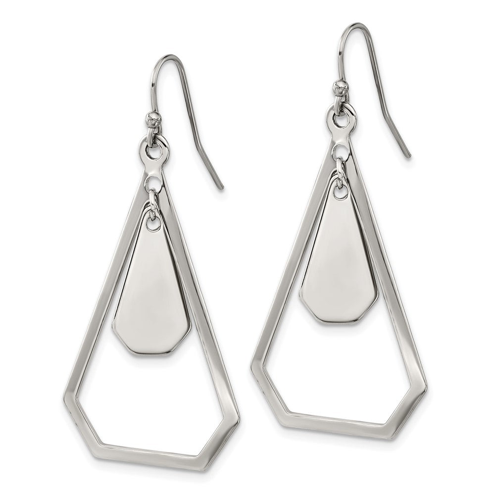 Silver V Drop Hoop Earrings 3D Yeah Triangle Huggie Earrings