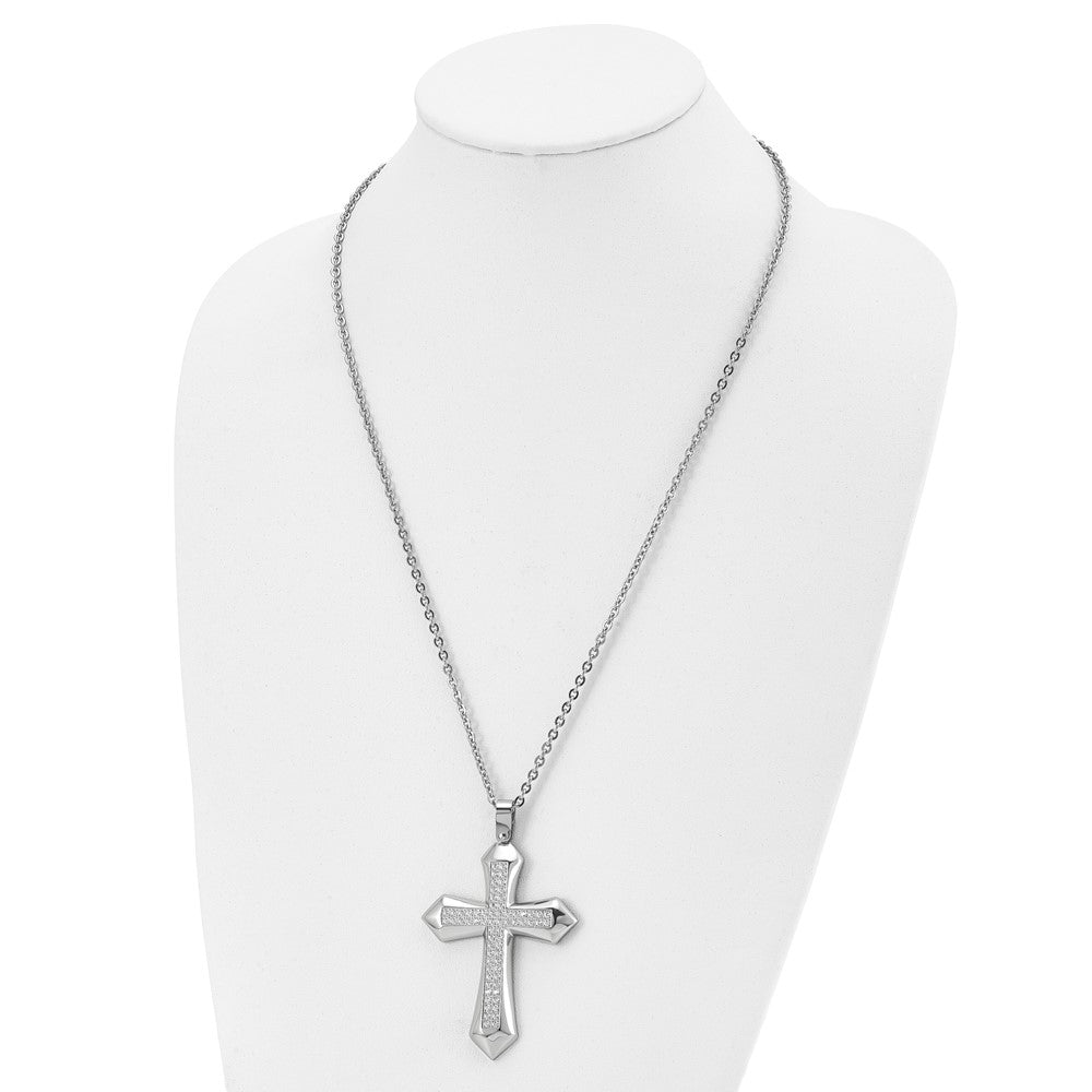 Christian Cross Necklaces For Men Silver, 24 inch - Eleganzia Jewelry