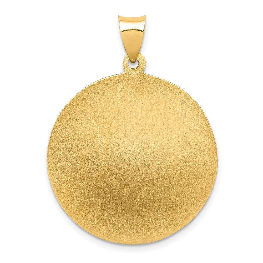 14k Yellow Gold Polished and Satin St Michael Medal Hollow Pendant
