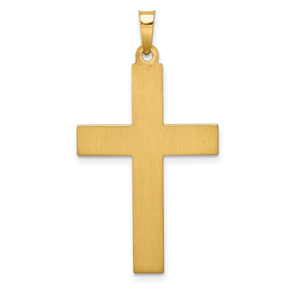 14k Two-tone Hollow Polished Textured & Striped Latin Crucifix